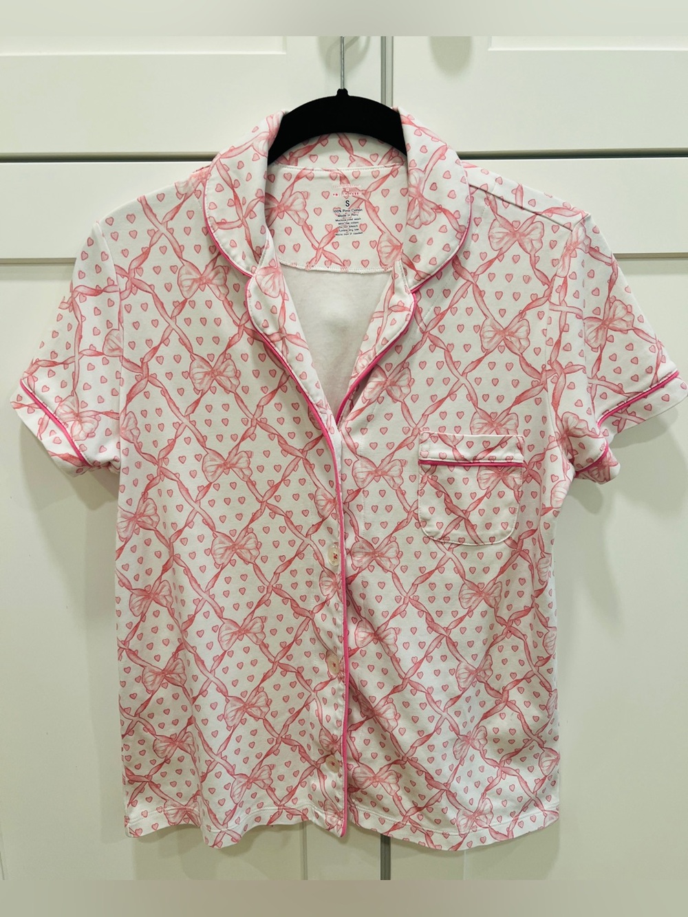 LOVESHACKFANCY x ROLLER RABBIT BABY BOW PRINT SHORT SLEEVE PAJAMA TOP, SIZE S. - Picture 3 of 12